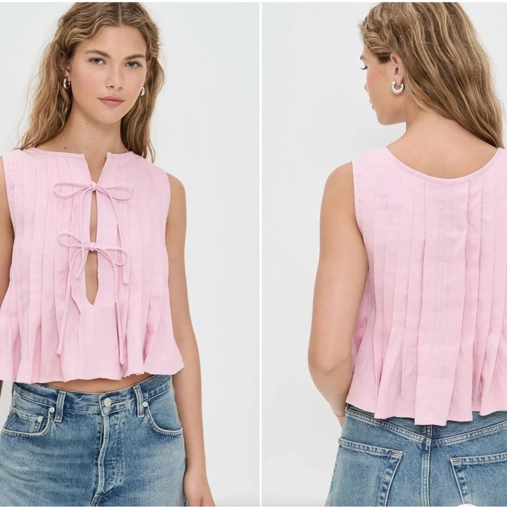 VRG GRL Pink Top VALERIA LINEN Musk SIZE AU10 US6 NWT - Picture 8 of 10